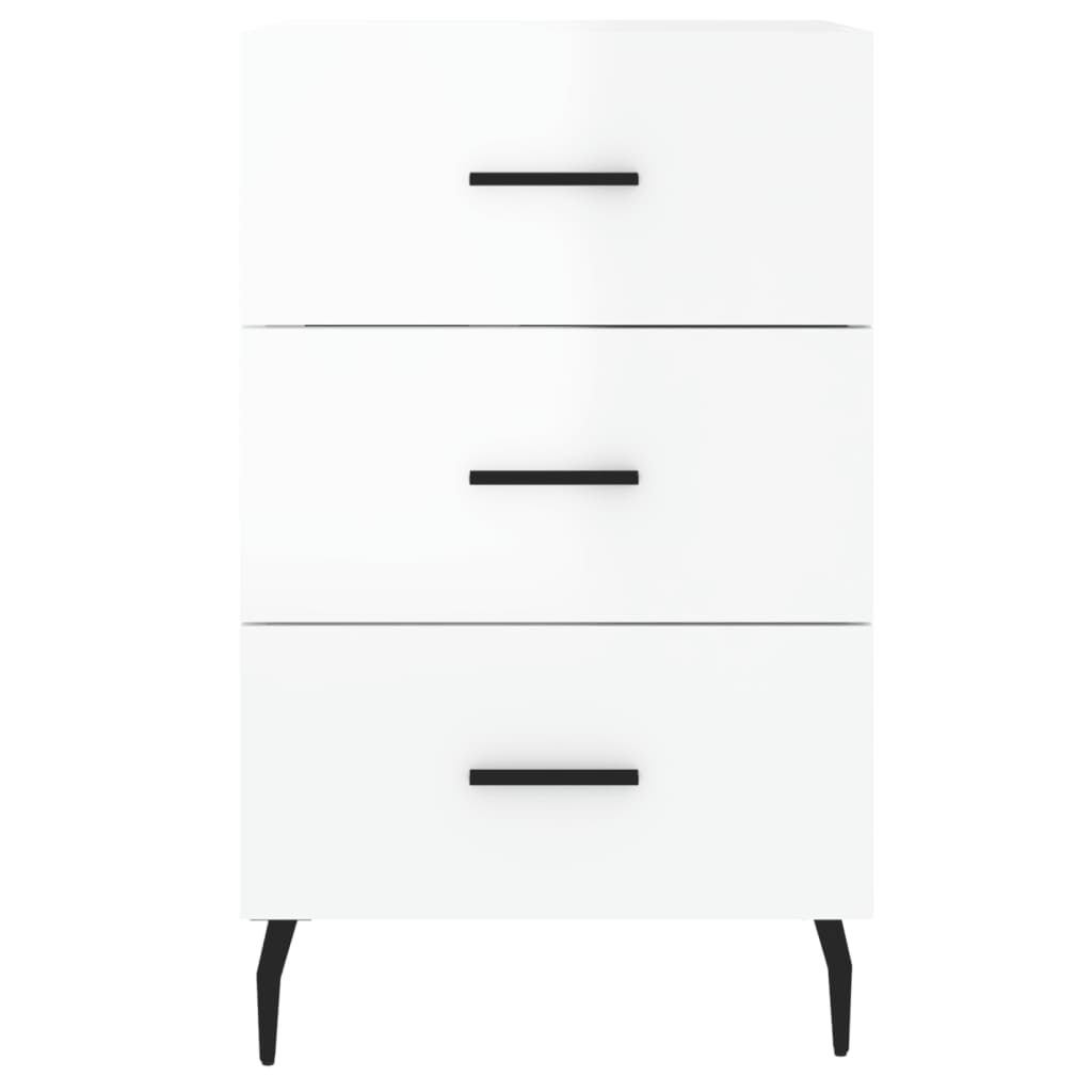Mesa de cabeceira 40x40x66cm derivados madeira branco brilhante