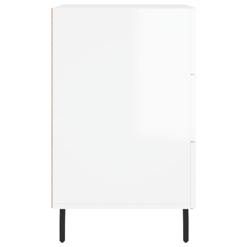 Mesa de cabeceira 40x40x66cm derivados madeira branco brilhante