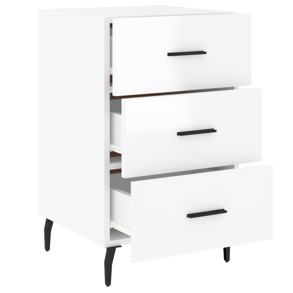 Mesa de cabeceira 40x40x66cm derivados madeira branco brilhante