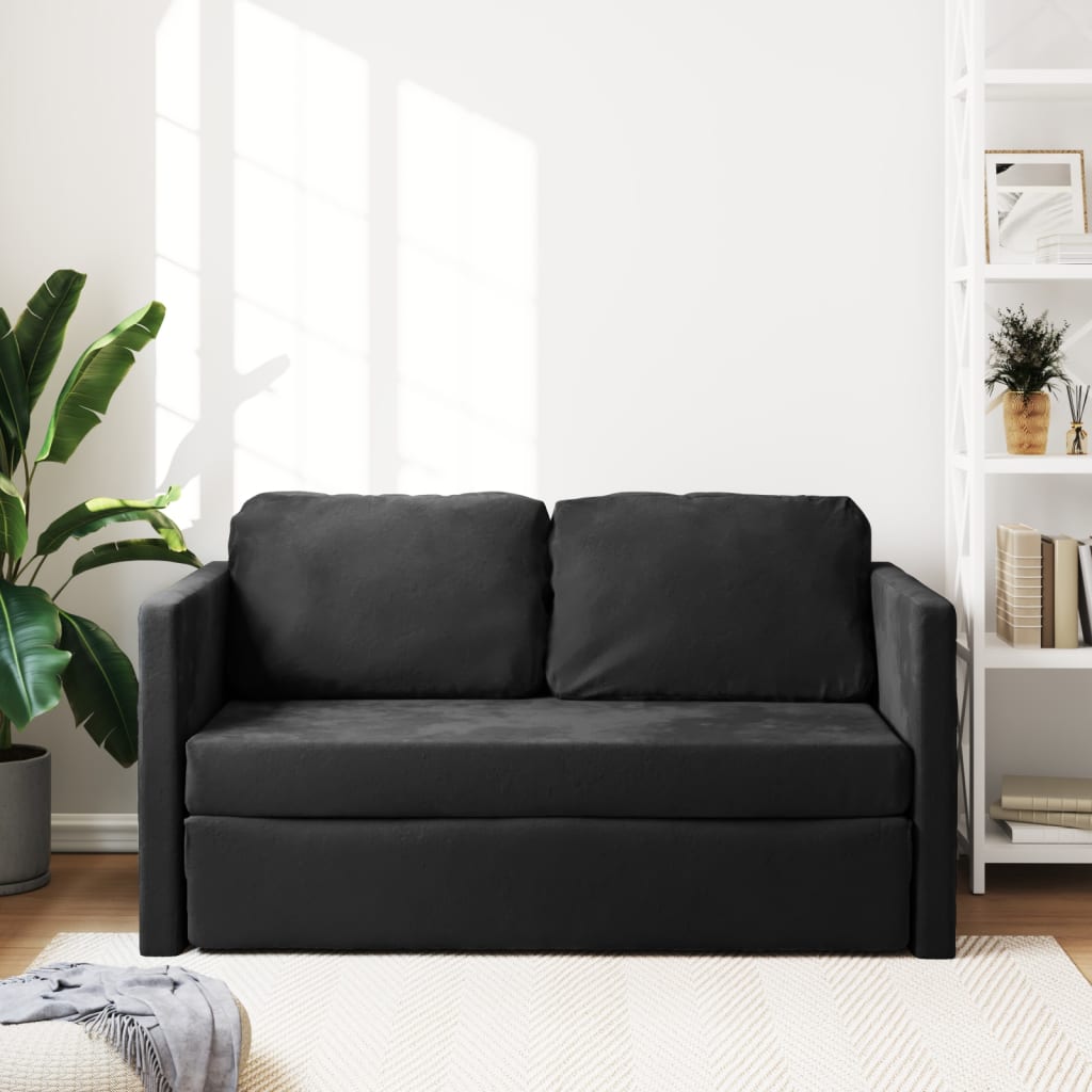 Sofa bed without legs 122x204x55 cm black velvet