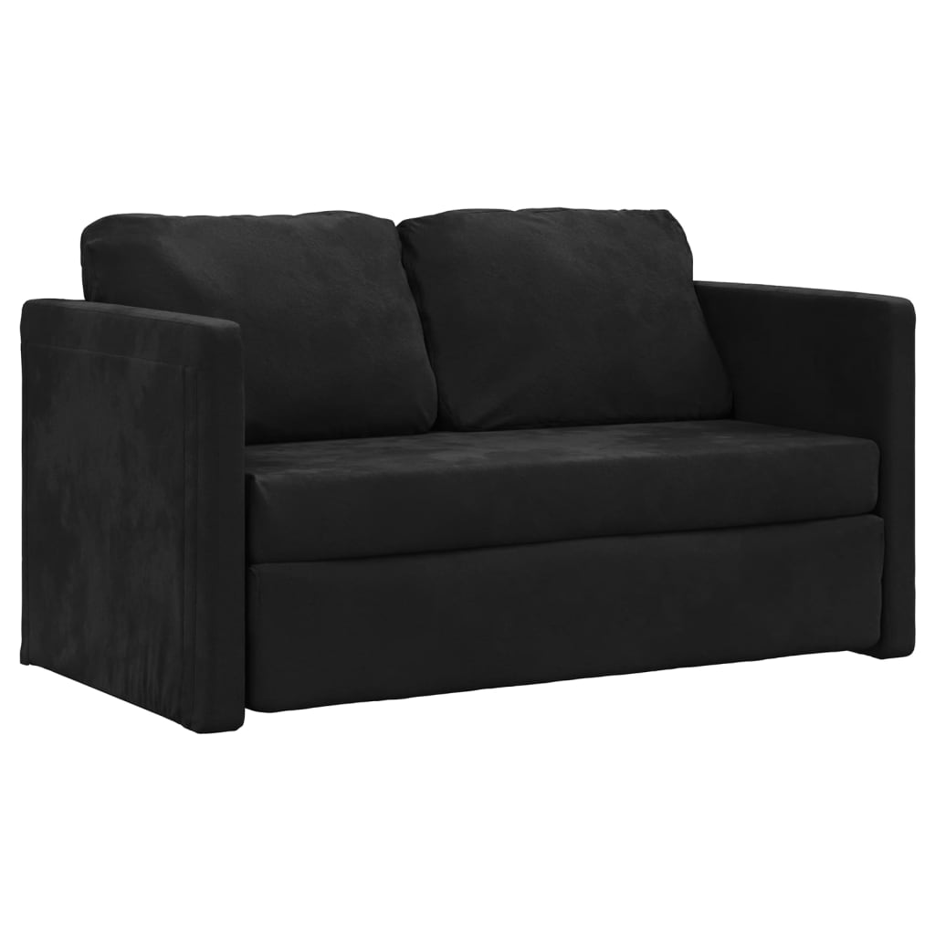 Sofa bed without legs 122x204x55 cm black velvet