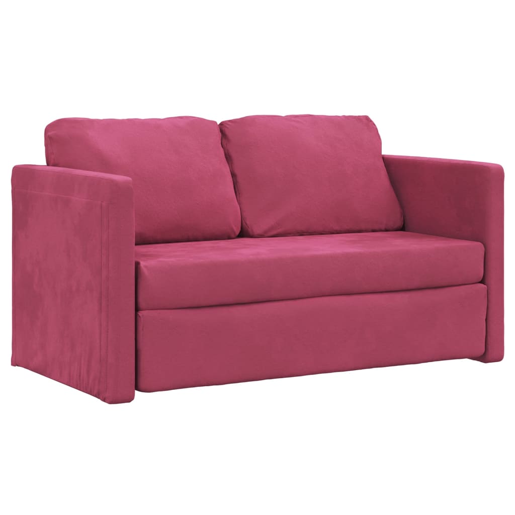 Sofá-cama sem pés 122x204x55 cm veludo vermelho tinto
