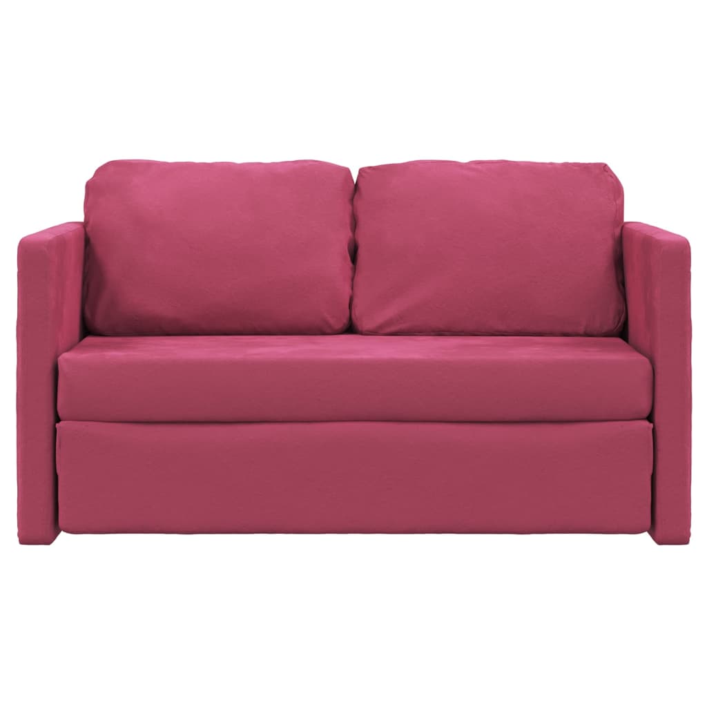 Sofá-cama sem pés 122x204x55 cm veludo vermelho tinto