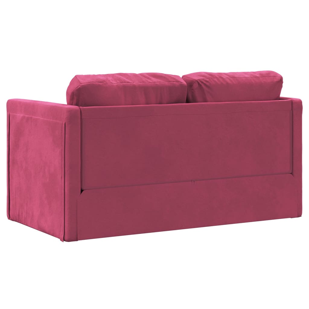 Sofá-cama sem pés 122x204x55 cm veludo vermelho tinto