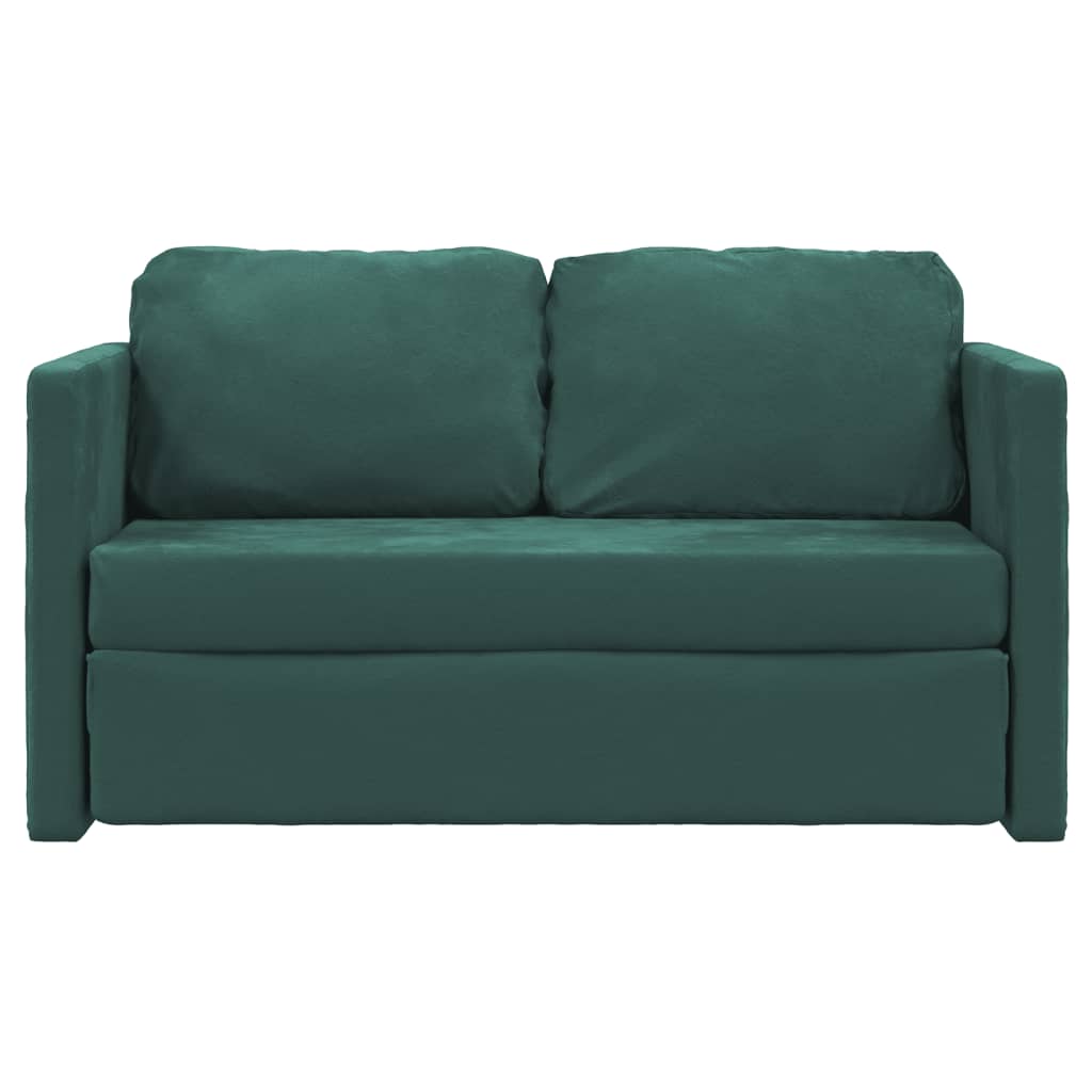 Sofá-cama sem pés 122x204x55 cm veludo verde-escuro