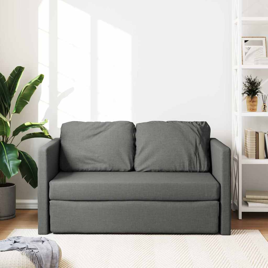 Sofá-cama sem pés 112x174x55 cm tecido cinzento-escuro
