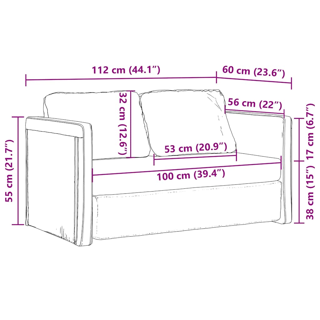 Sofá-cama sem pés 112x174x55 cm tecido cinzento-escuro