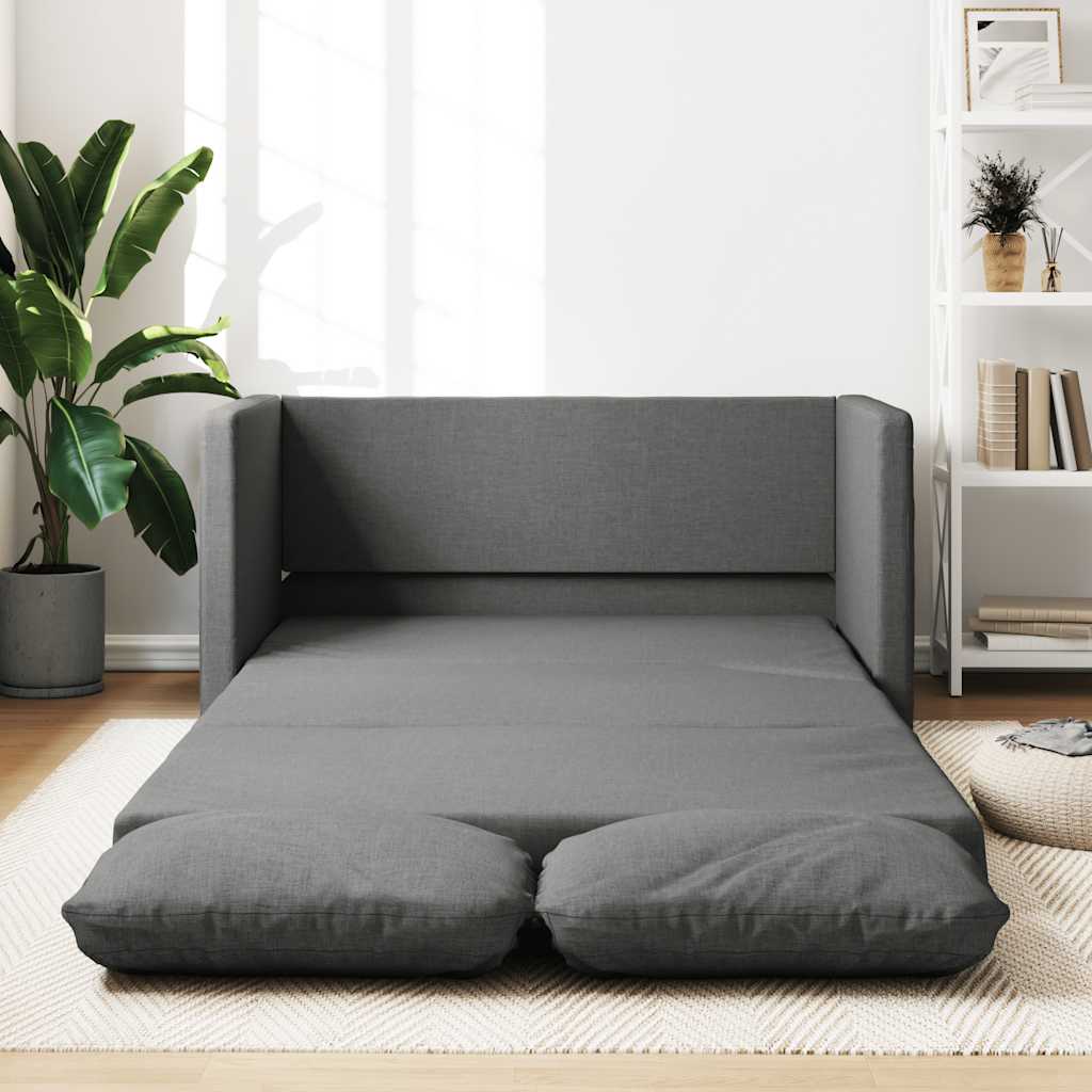 Sofá-cama sem pés 112x174x55 cm tecido cinzento-escuro