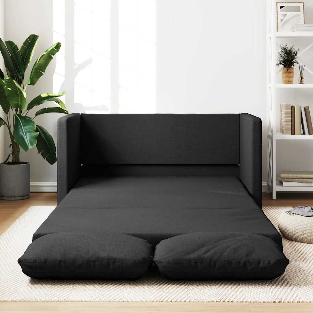 Sofa bed without legs 112x174x55 cm black fabric