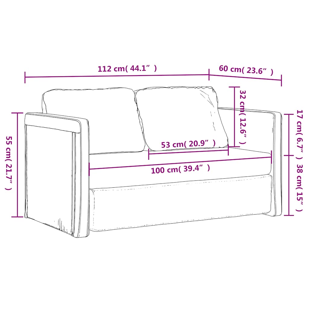 Sofá-cama sem pés 112x174x55 cm tecido cinza-acastanhado