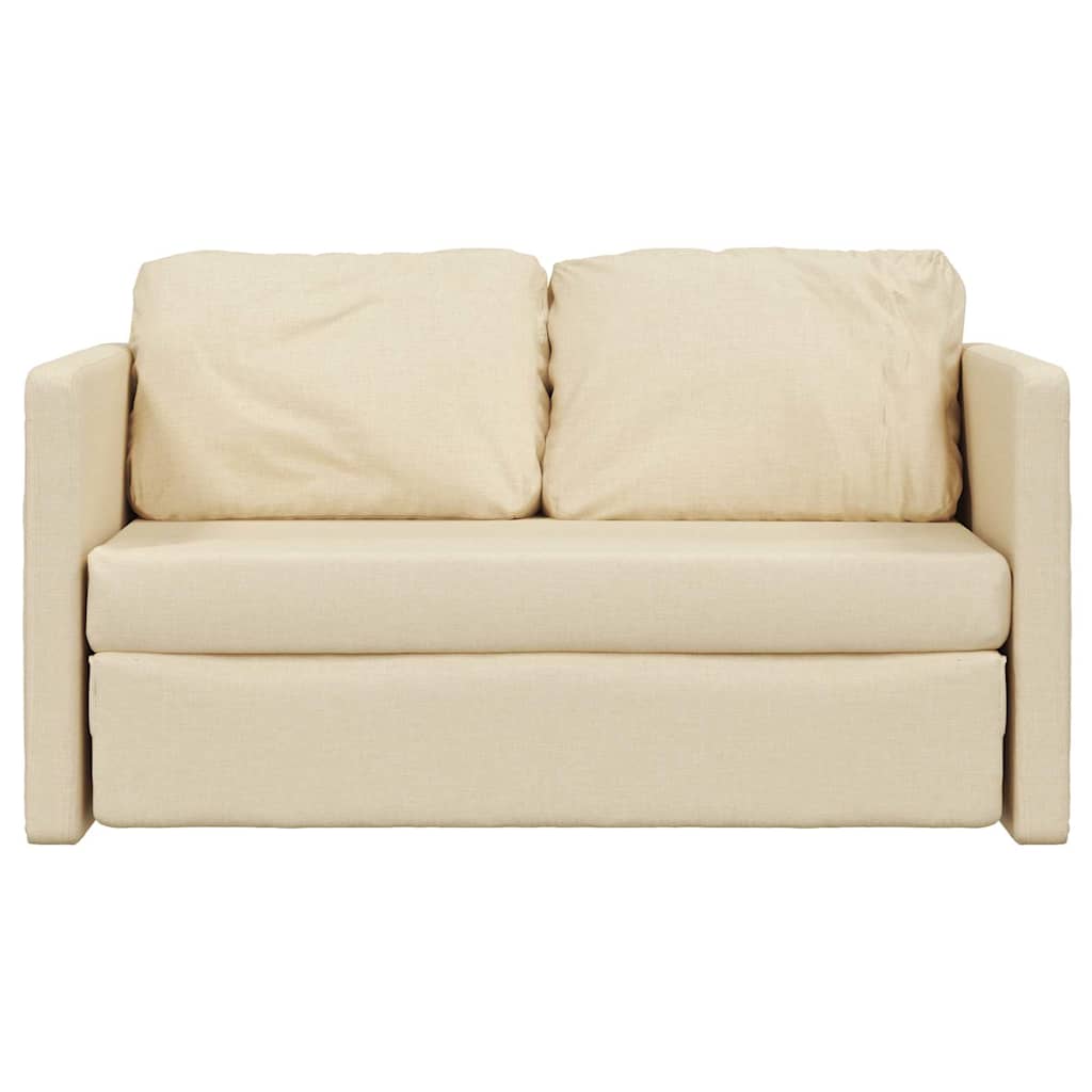 Sofá-cama sem pés 112x174x55 cm tecido cor creme
