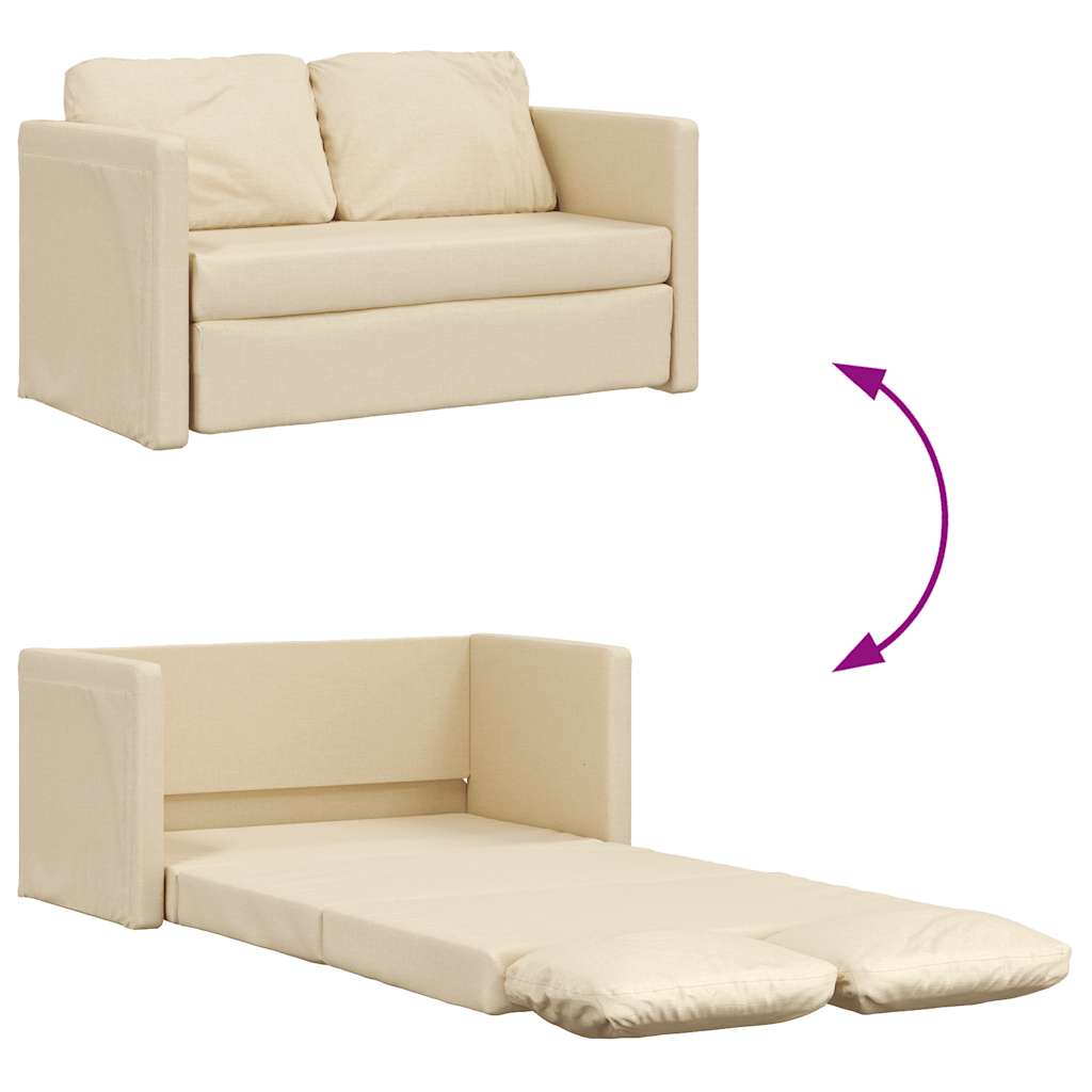 Sofá-cama sem pés 112x174x55 cm tecido cor creme