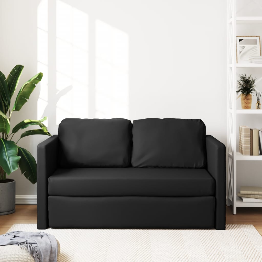 Sofa bed without legs 112x174x55 cm black artificial leather