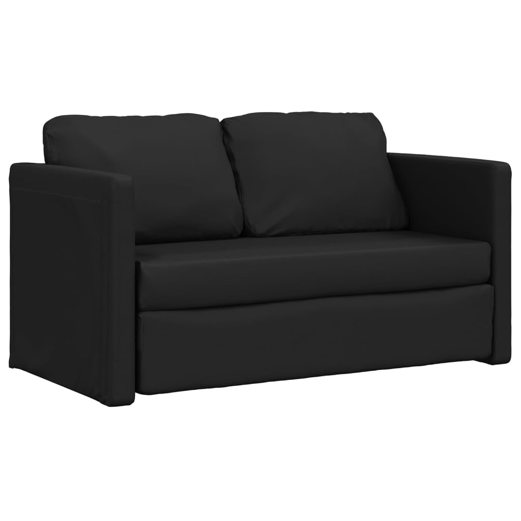 Sofa bed without legs 112x174x55 cm black artificial leather