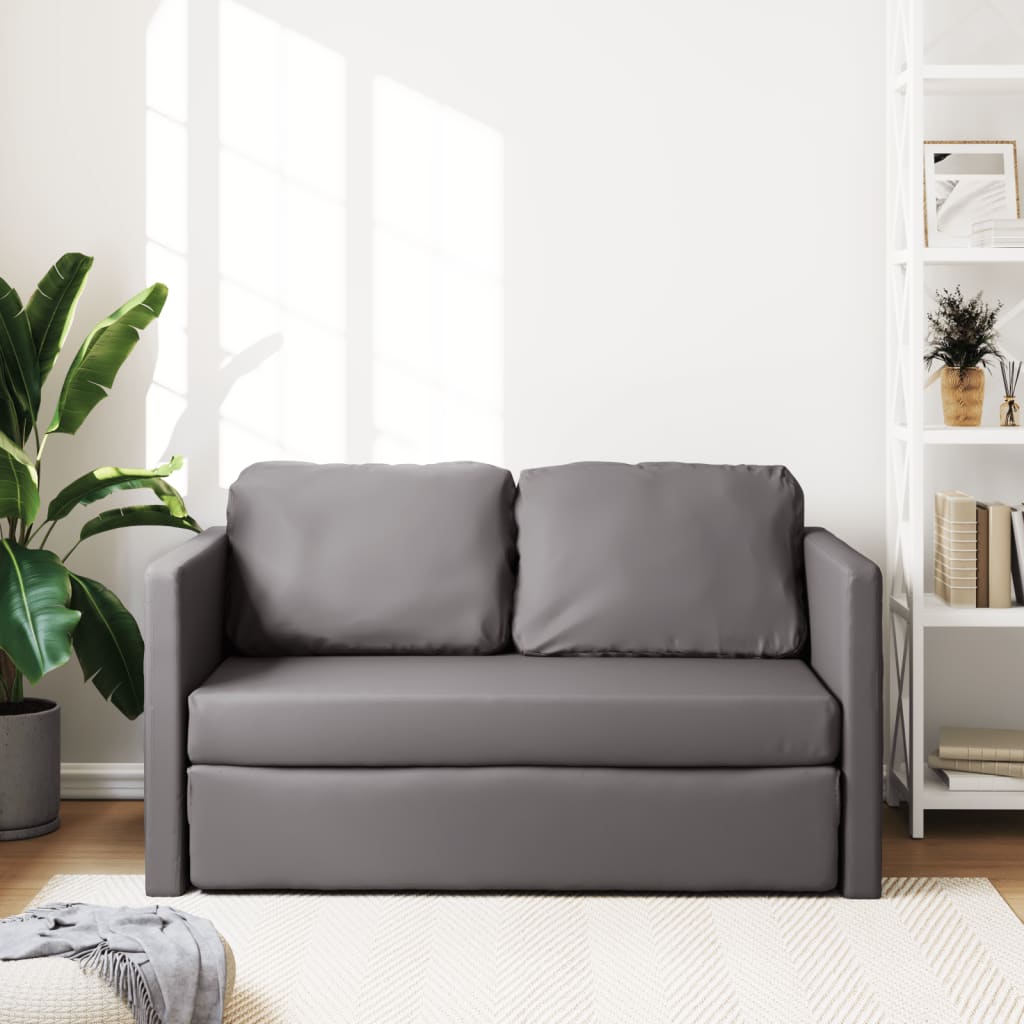 Sofa bed without legs 112x174x55 cm grey faux leather