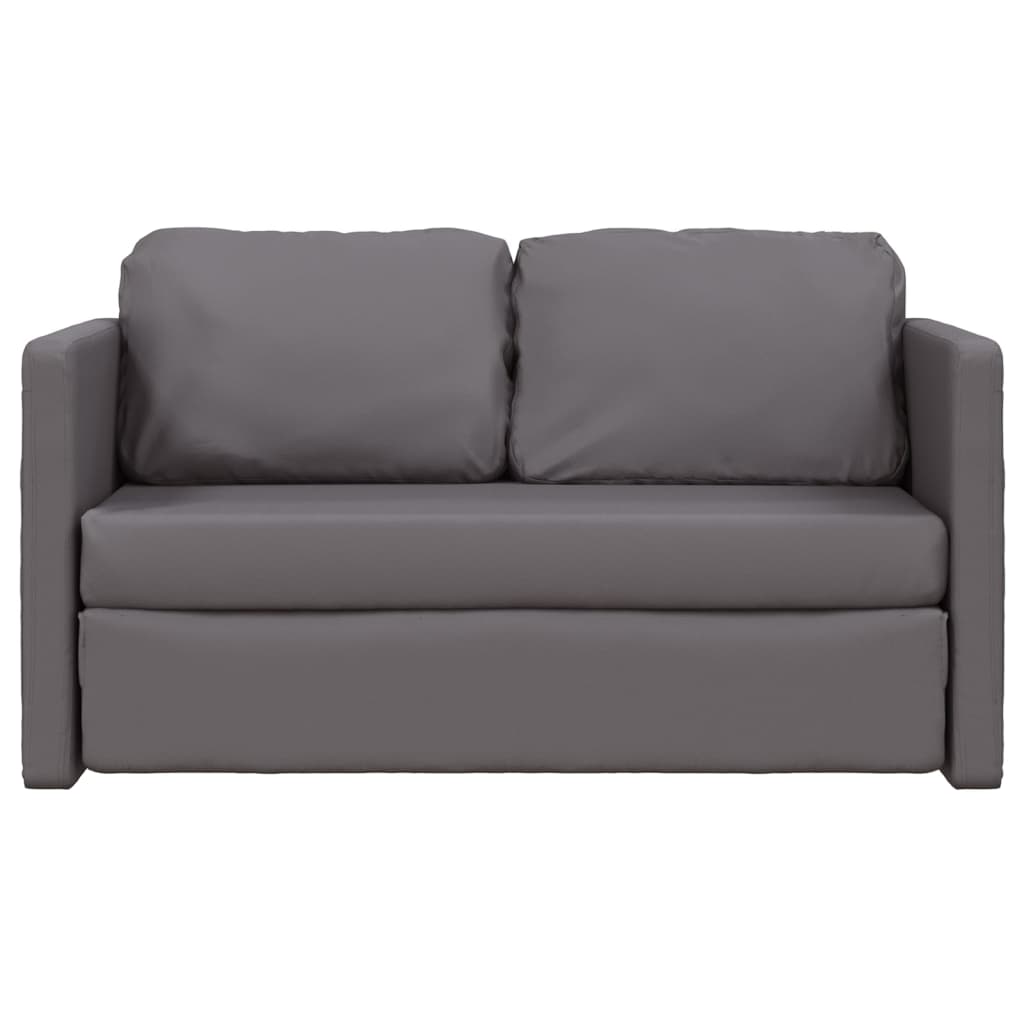 Sofa bed without legs 112x174x55 cm grey faux leather