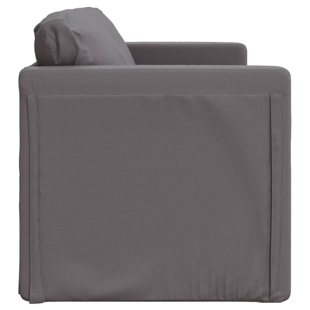 Sofa bed without legs 112x174x55 cm grey faux leather