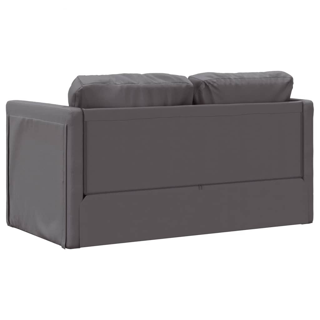Sofa bed without legs 112x174x55 cm grey faux leather
