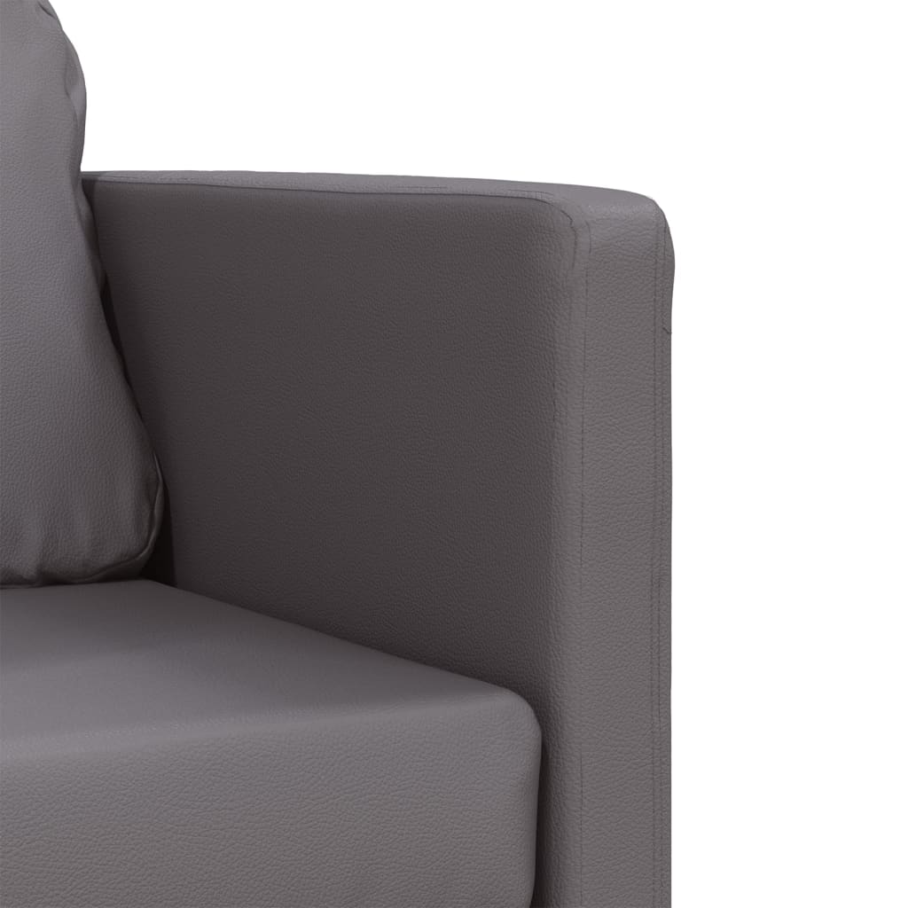 Sofa bed without legs 112x174x55 cm grey faux leather