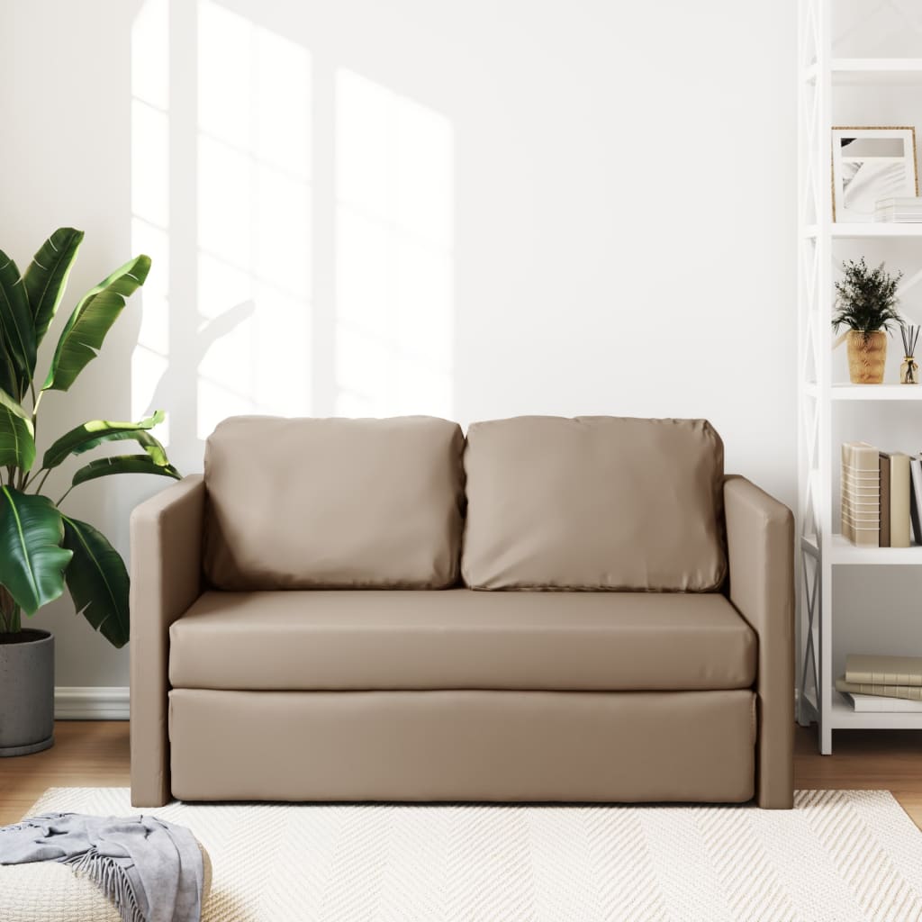 Sofá-cama sem pés 112x174x55 cm couro artificial cappuccino