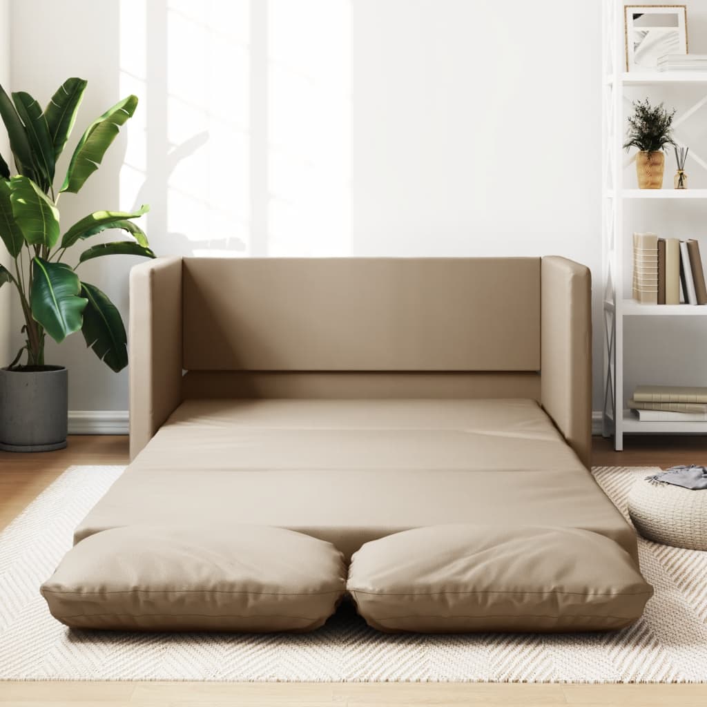 Sofá-cama sem pés 112x174x55 cm couro artificial cappuccino