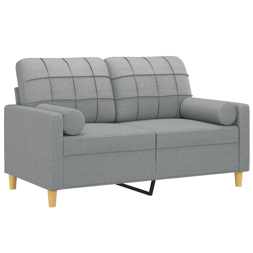 2-seater sofa + decorative cushions 120cm light gray fabric