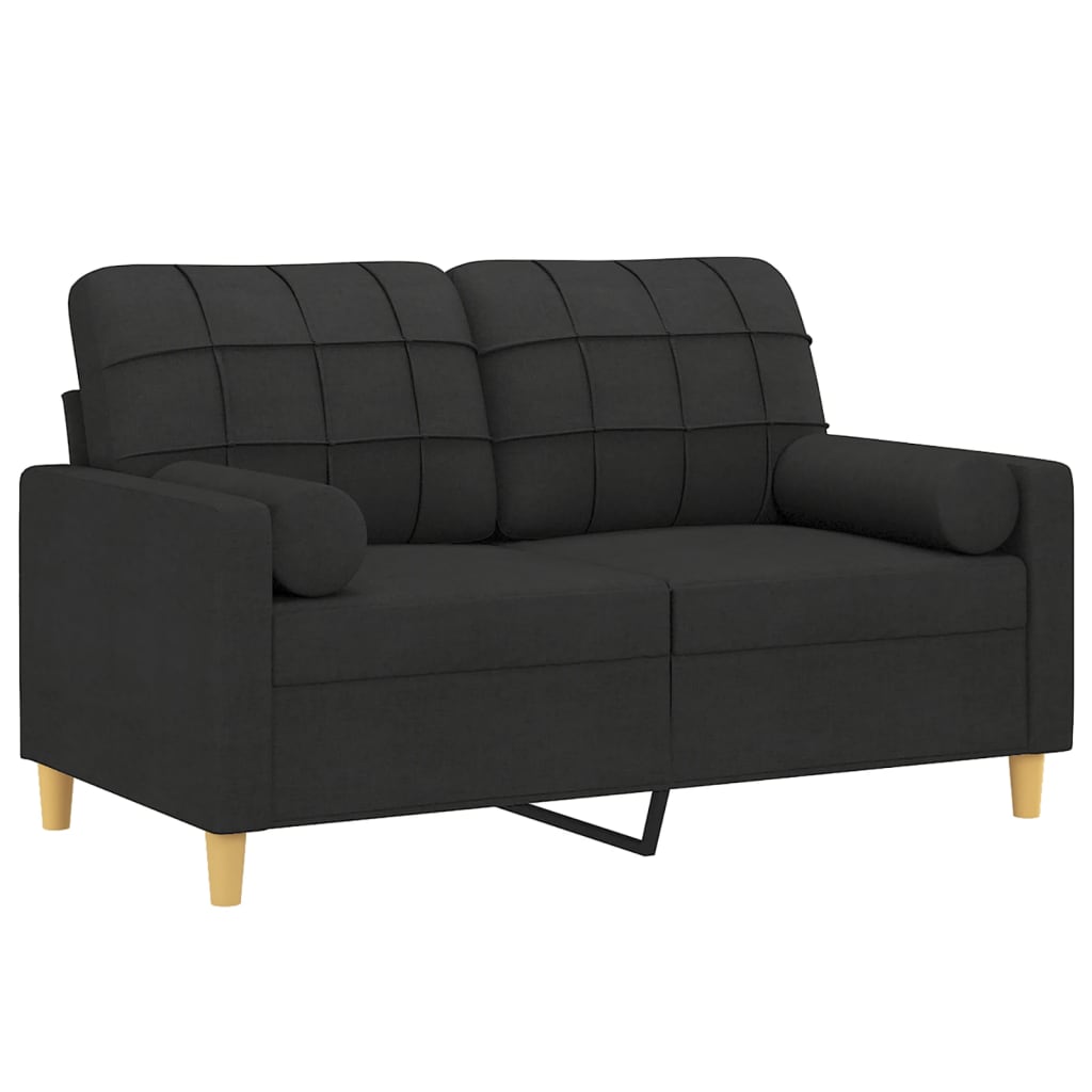 Sofá 2 lugares + almofadas decorativas 120 cm tecido preto