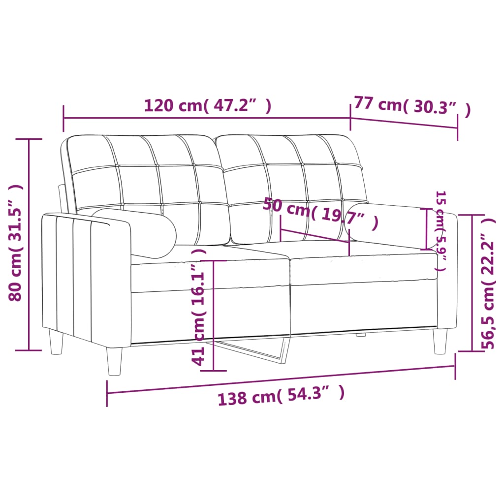 Sofá 2 lugares + almofadas decorativas 120 cm tecido preto