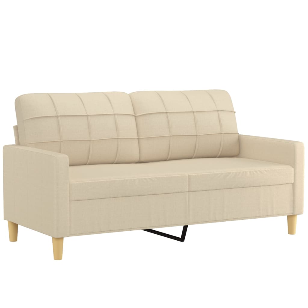 2-seater sofa + decorative cushions 140 cm cream-colored fabric