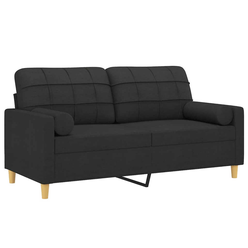 Sofá 2 lugares + almofadas decorativas 140 cm tecido preto