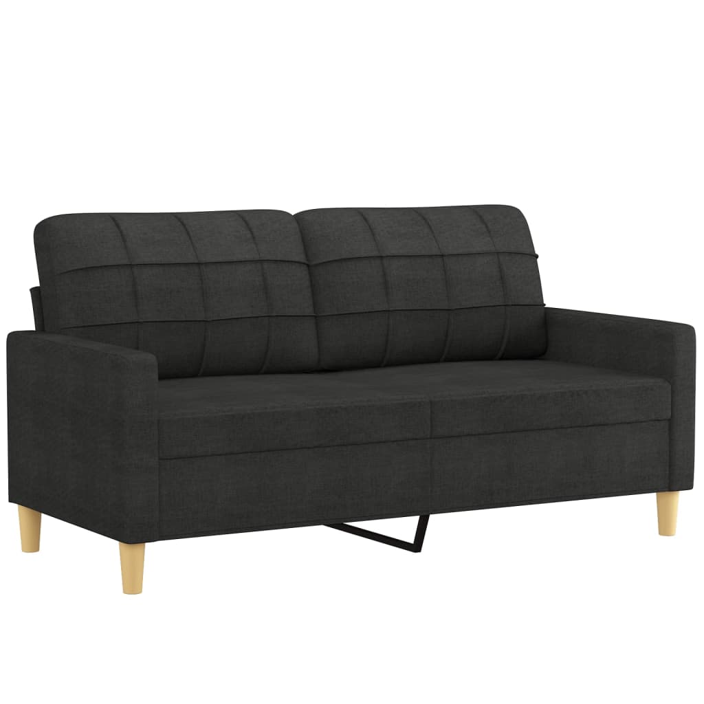Sofá 2 lugares + almofadas decorativas 140 cm tecido preto