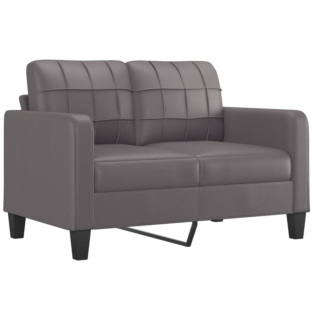 Sofá 2 lugares + almofadas decorativas 120cm couro artif. cinza