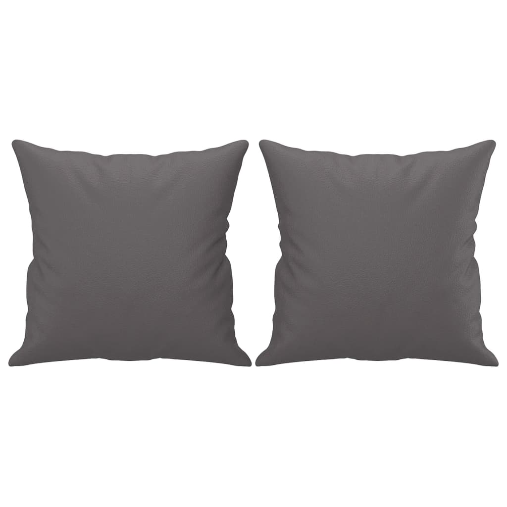 Sofá 2 lugares + almofadas decorativas 120cm couro artif. cinza