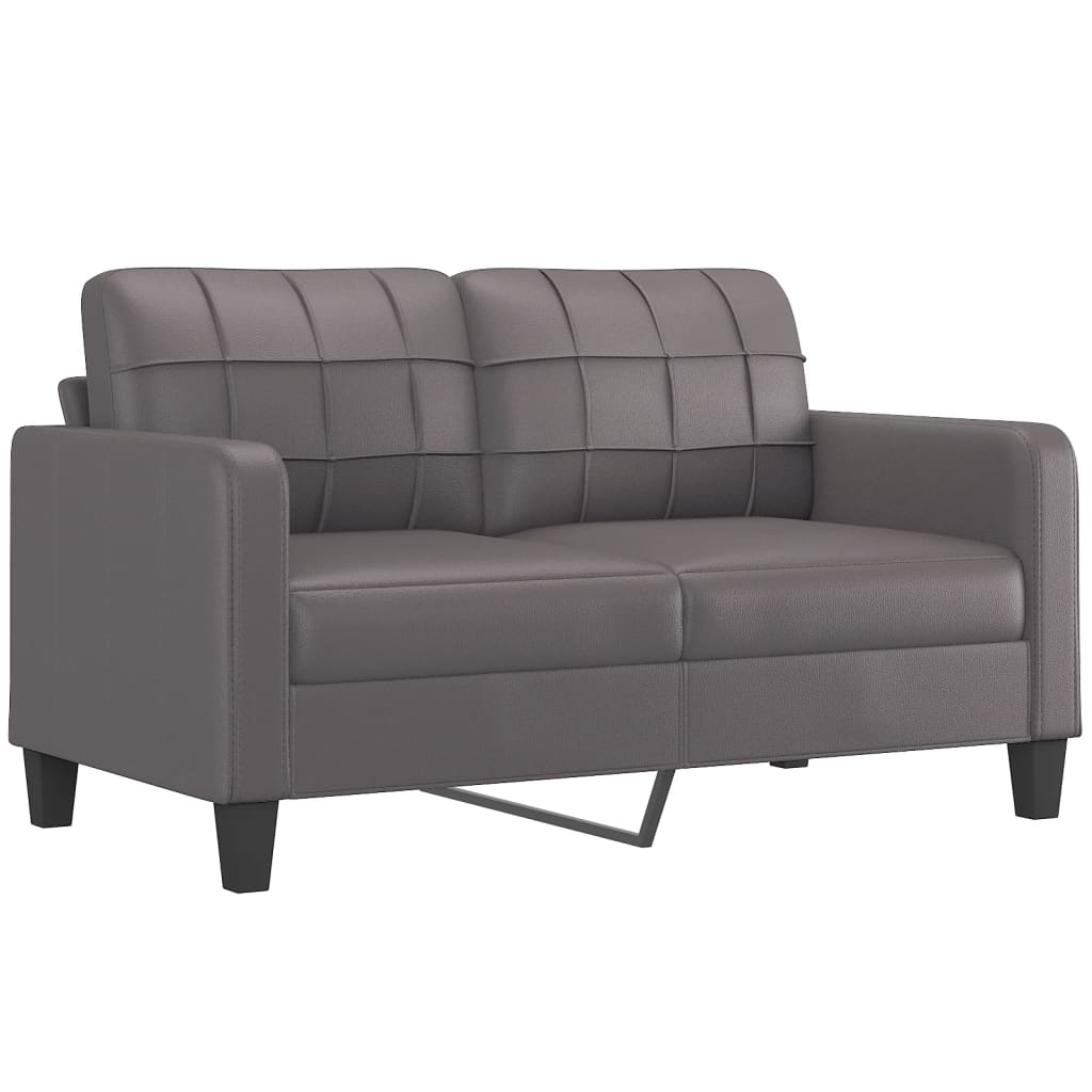 Sofá 2 lugares + almofadas decorativas 140cm couro artif. cinza