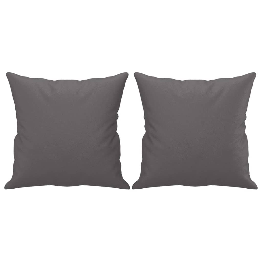 Sofá 2 lugares + almofadas decorativas 140cm couro artif. cinza