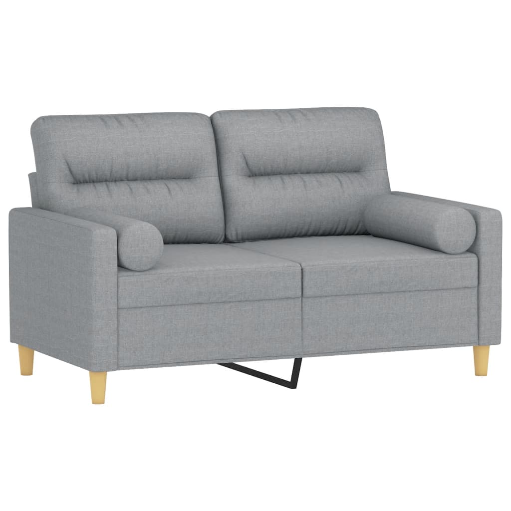 2-seater sofa + decorative cushions 120cm light gray fabric
