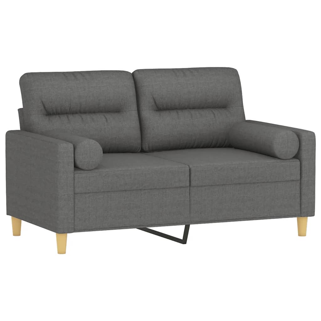 Sofá 2 lugares +almofadas decorativas 120cm tecido cinza-escuro