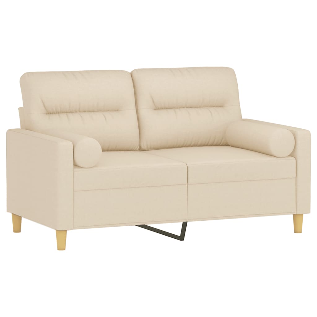 2-seater sofa + decorative cushions 120 cm cream-colored fabric