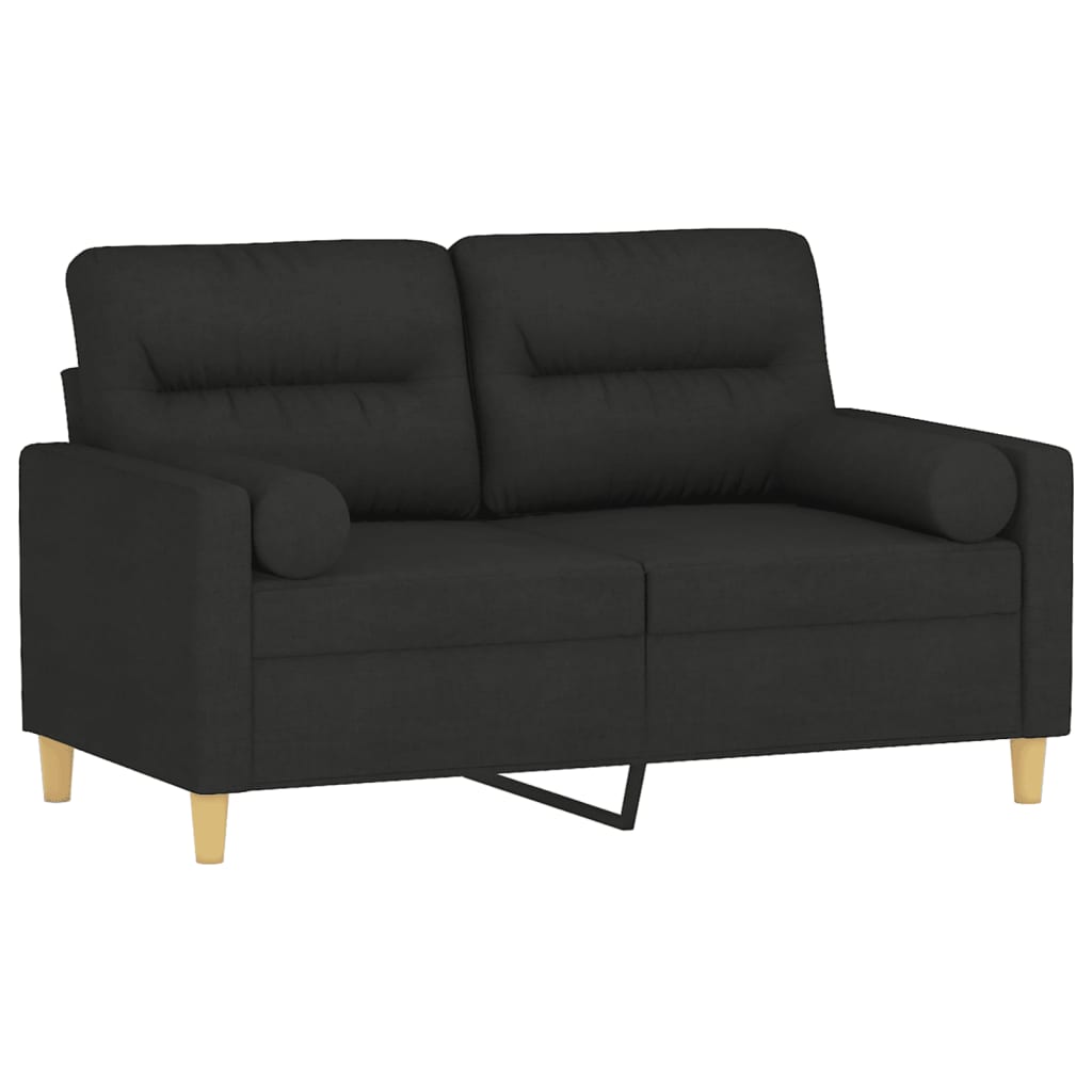 Sofá 2 lugares + almofadas decorativas 120 cm tecido preto