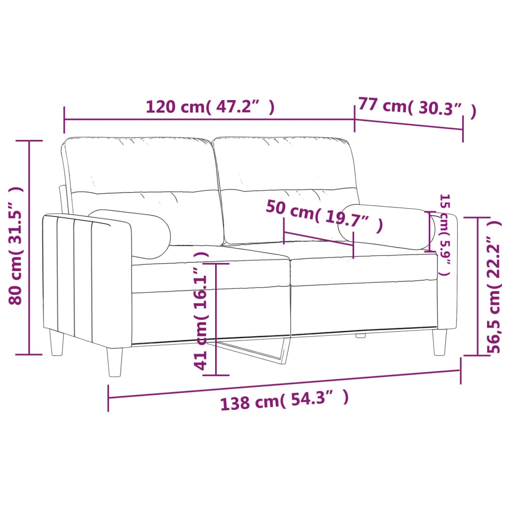Sofá 2 lug. + almofadas decorativas 120 cm tecido amarelo-claro