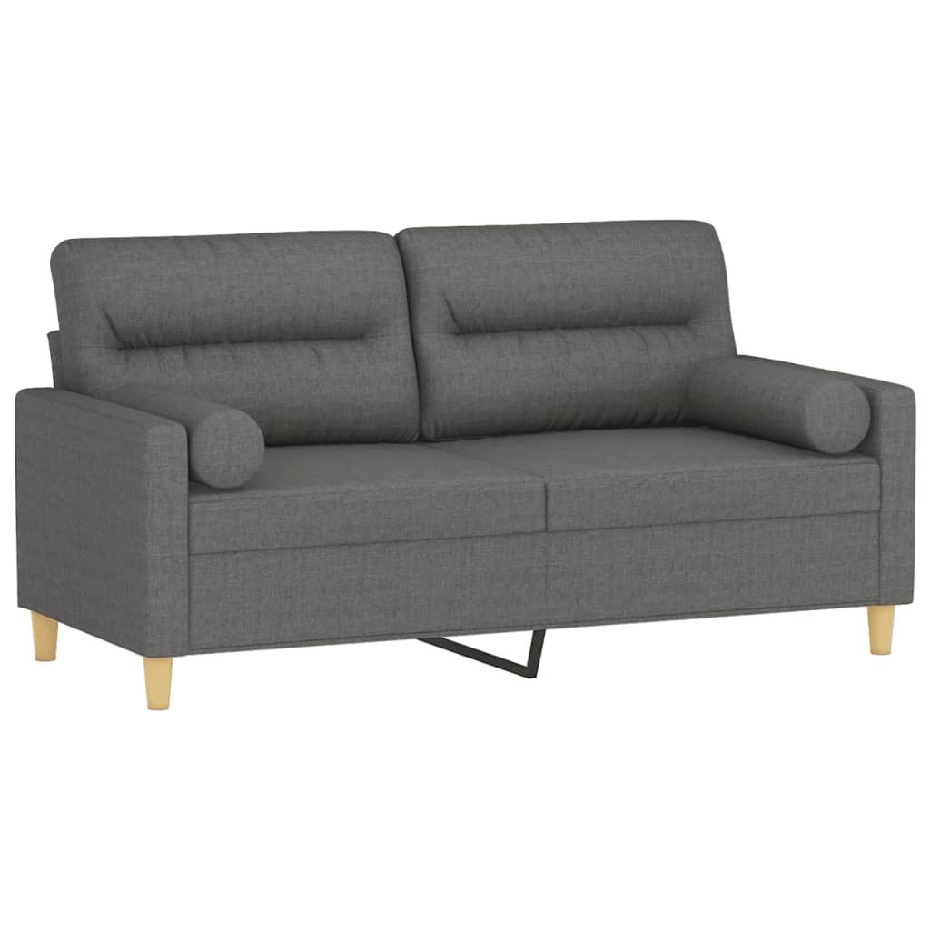 Sofá 2 lugares +almofadas decorativas 140cm tecido cinza-escuro