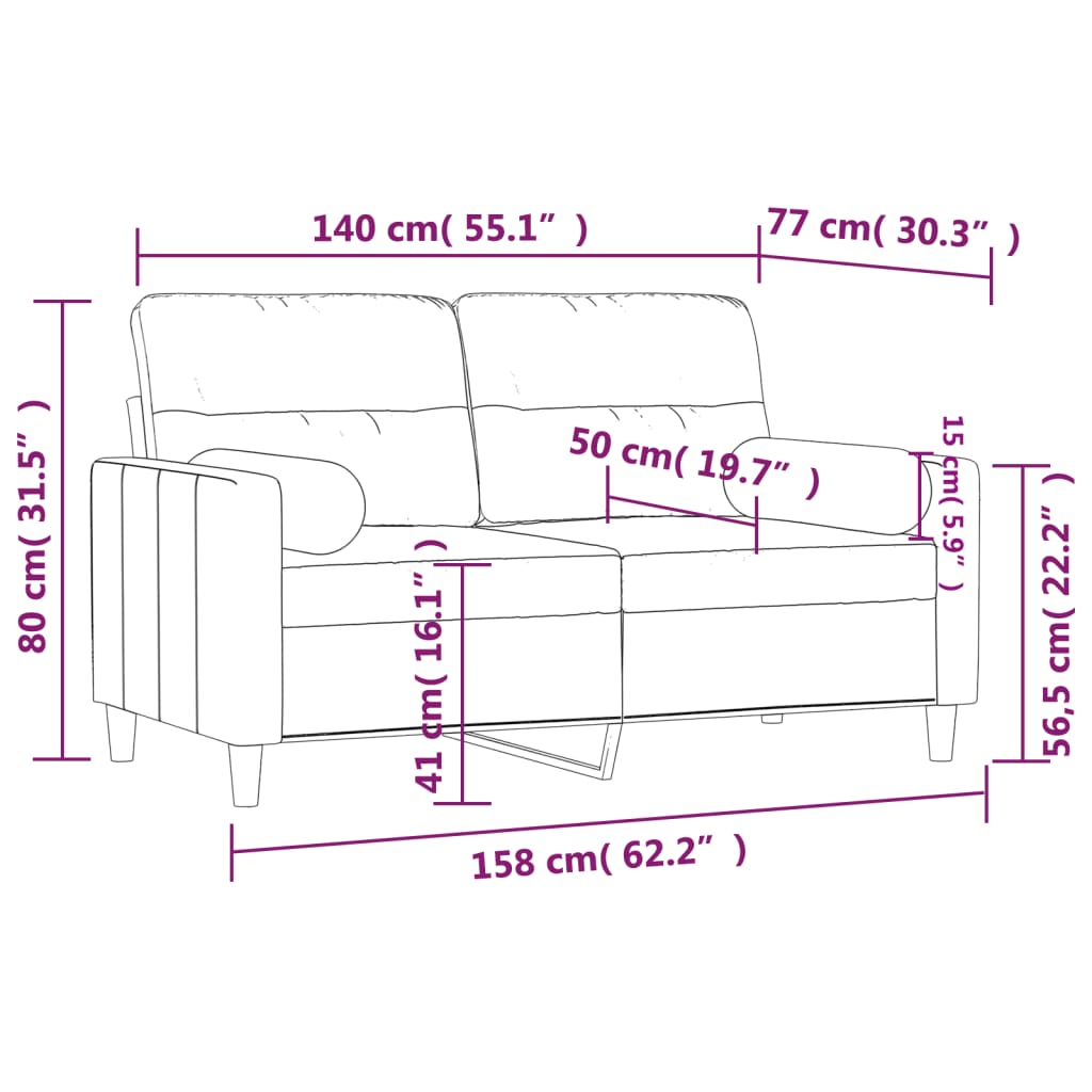 Sofá 2 lugares +almofadas decorativas 140cm tecido cinza-escuro