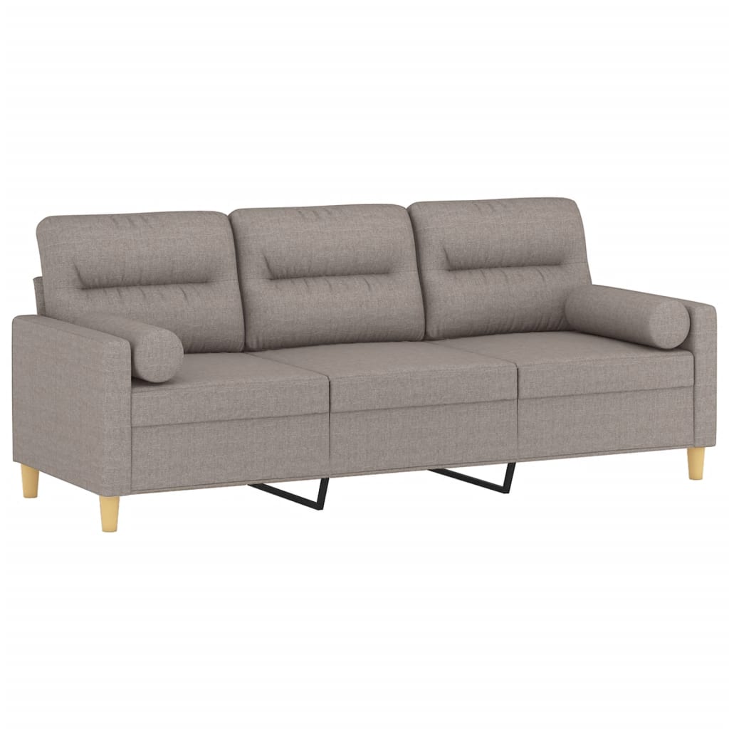 Sofá 3 lug. +almofadas decoração 180cm tecido cinza-acastanhado