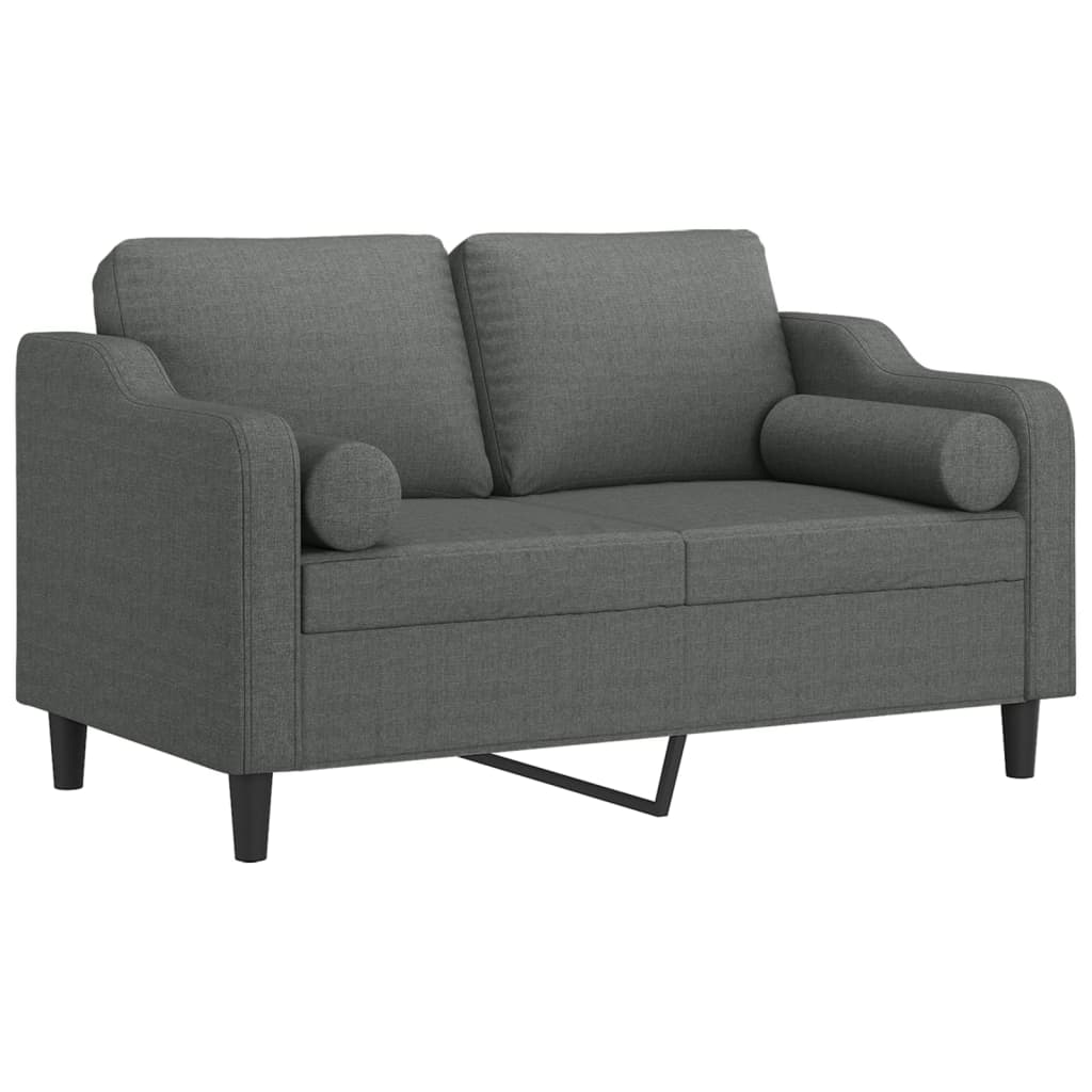 Sofá 2 lugares +almofadas decorativas 120cm tecido cinza-escuro