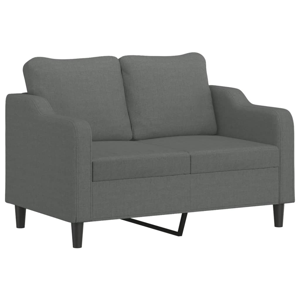 Sofá 2 lugares +almofadas decorativas 120cm tecido cinza-escuro