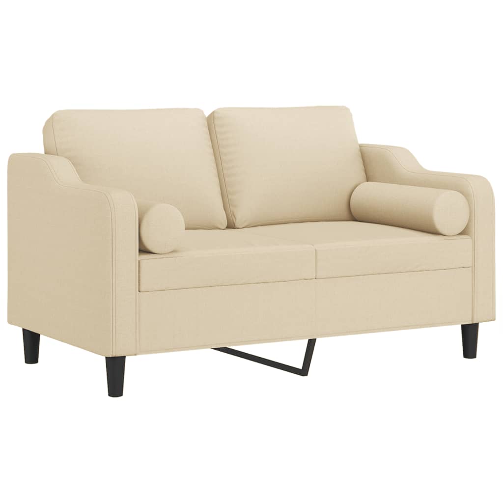 2-seater sofa + decorative cushions 120 cm cream-colored fabric
