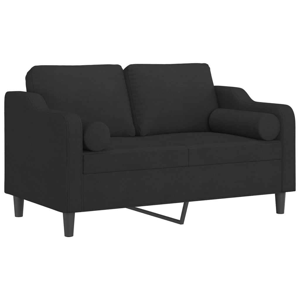 Sofá 2 lugares + almofadas decorativas 120 cm tecido preto