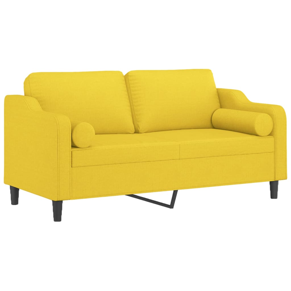 Sofá 2 lug. + almofadas decorativas 140 cm tecido amarelo-claro