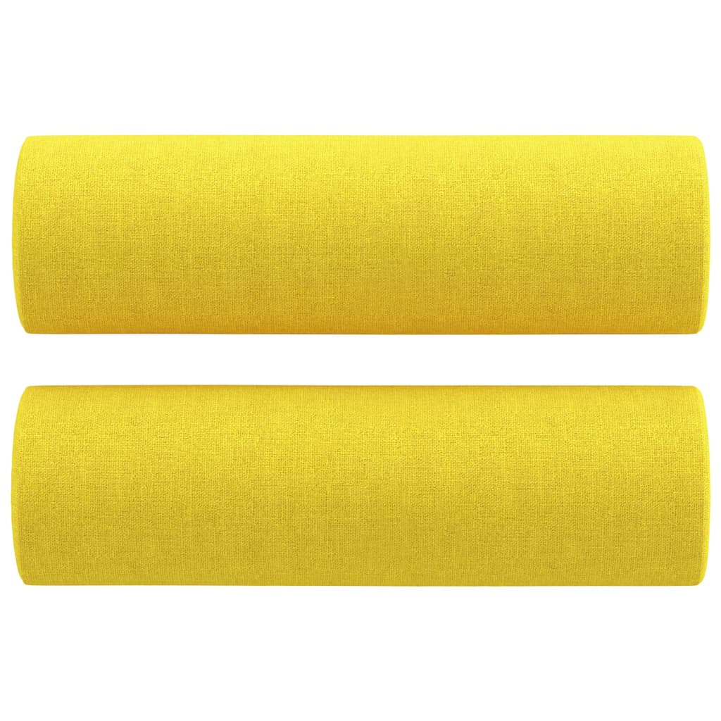 Sofá 2 lug. + almofadas decorativas 140 cm tecido amarelo-claro