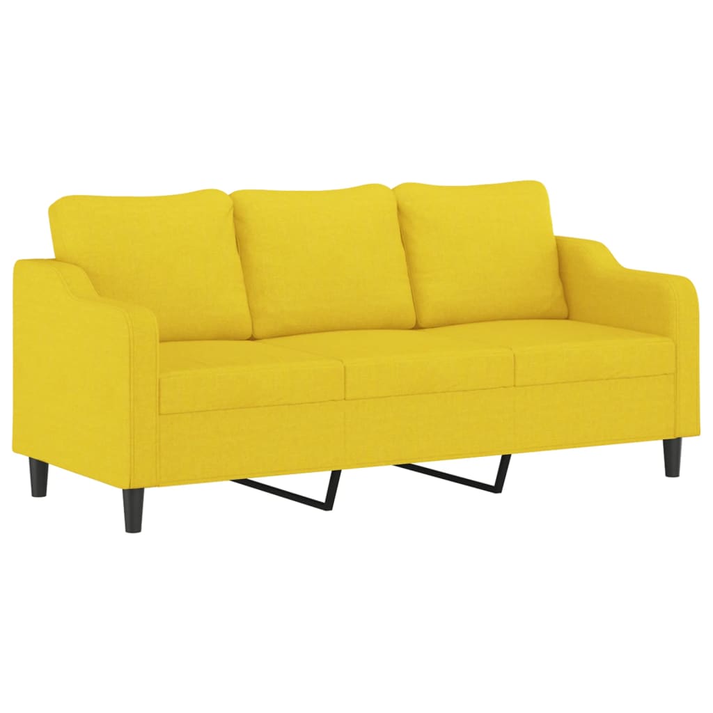 Sofá 3 lugares + almofadas decoração 180cm tecido amarelo-claro